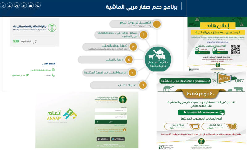 رابط تسجيل صغار مربي الماشية mewa.gov.sa شروط تقدم طلب أنعام ومتى يتوقف الدعم