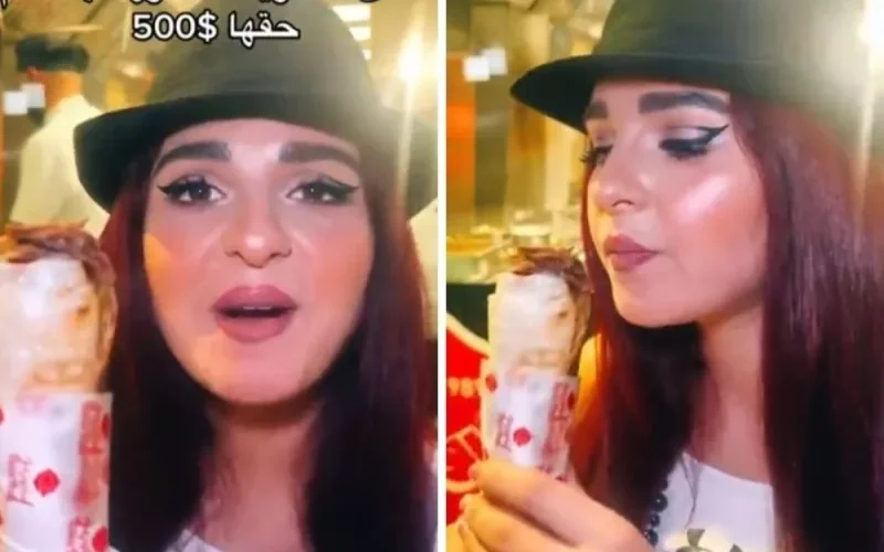 بالفيديو: فتاة تشتري ساندويش شاورما بقيمة 500 دولار في دبي وتكشف عن مكوناته المقززة
