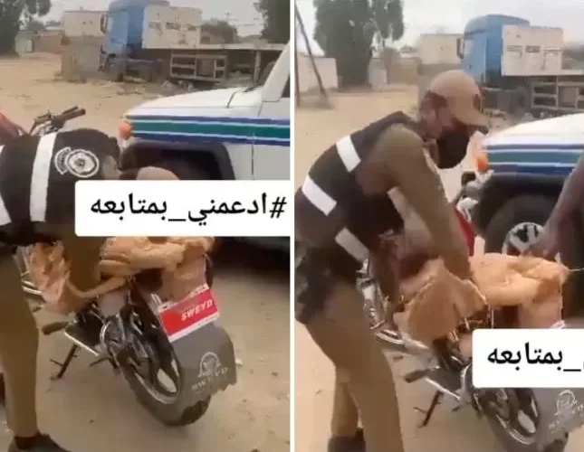 بالفيديو: دراجة نارية تقع بالصدفة في يد الشرطة السعودية وعند تفتيشها كانت الصدمة