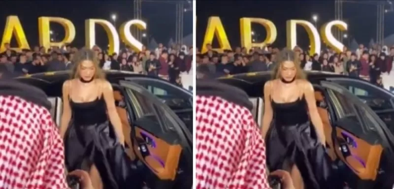 شاهد لحظة وصول النجمة التركية ديميت أوزديمير إلى حفل «Joy Awards» الرياض