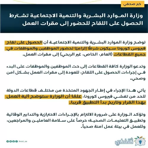 السعودية تفرض شرط صادم للسماح بعودة موظفي القطاع الخاص للعمل بعد العيد
