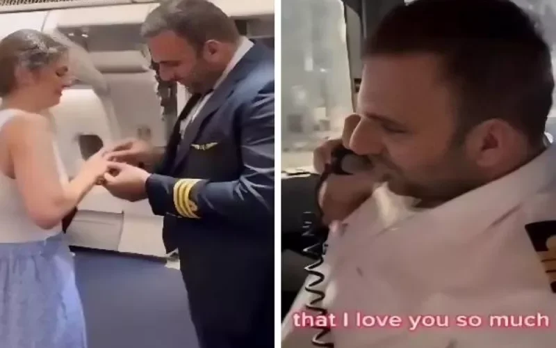 طيار يفاجئ راكبة حسناء بطلب يدها للزواج على متن طائرة لبنانية.. شاهد: ردة فعل الأخيرة