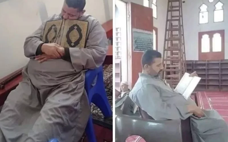 شاهد.. لحظة وفاة مصري أربعيني داخل مسجد وهو يحتضن المصحف