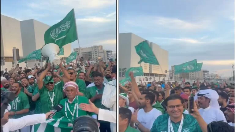شاهد بالفيديو:مسانده كبيره من الجمهور السعودي مع اداء الاهازيج الوطنيه قبل المباراة الختامية