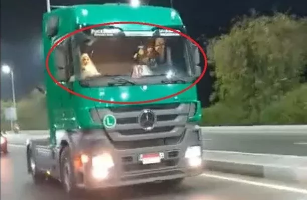 شاهد أغرب زفة عروسين باستخدام شاحنة تريلا في مصر