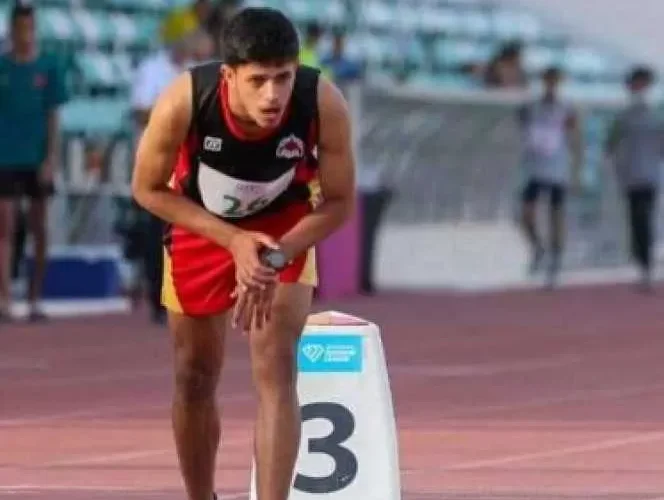 العداء اليمني ”عبدالله اليعري” يفوز بالميدالية الذهبية في بطولة غرب آسيا لألعاب القوى بقطر