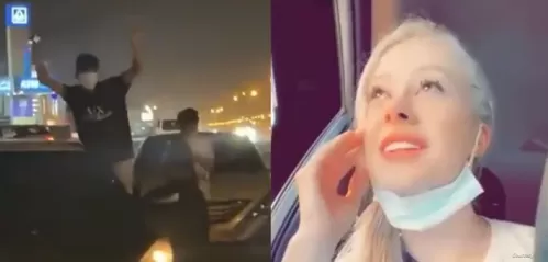 شاهد.. فيديو يسجّل تعرّض سعوديين لأجنبية في سيارتها.. والشرطة تلقي القبض عليهم