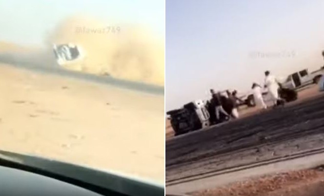 بالفيديو: حادث تفحيط مروع في السعودية والسائق يطير خارج سيارته بطريقة مفجعة
