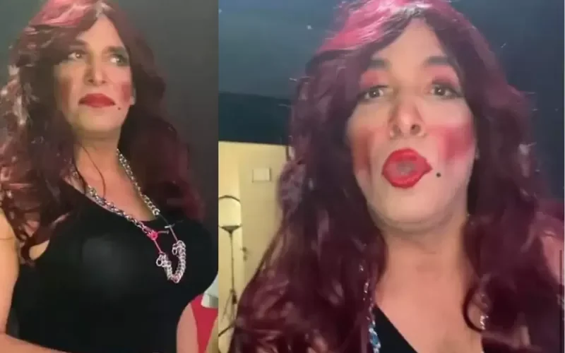 شاهد تداول فيديو لفنان مصري شهير يظهر في السعودية بملابس نسائية وحوار ساخر مع مذيعة إماراتية !!