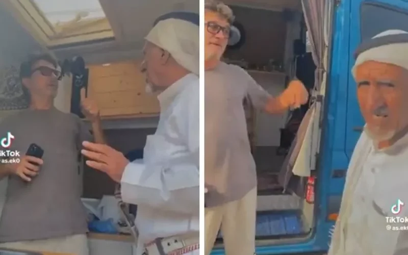 شاهد: مسن سعودي يتكلم الإنجليزية بطلاقة مع سائح أجنبي ويثير تفاعلا