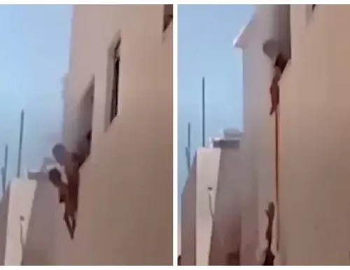 شاهد بالفيديو: أب يلقي اطفاله من النافذة في المملكة لسبب صادم