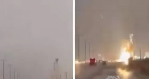 شاهد: لحظة ضرب صاعقة رعدية لبرج اتصالات بمكة.. وهذا ما حدث للمارة!