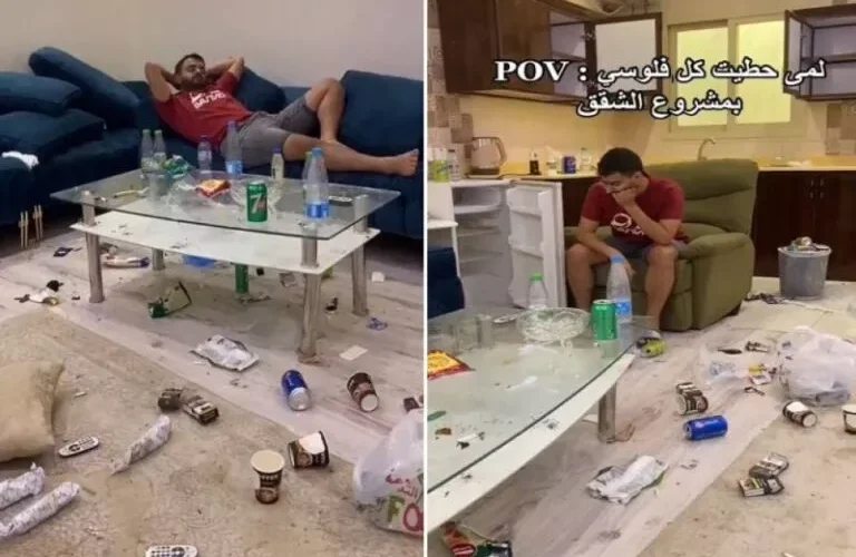 شاهد: مستأجر دمر الشقة قبل خروجه منها والسلطات السعودية تجعله عبره لمن بعده