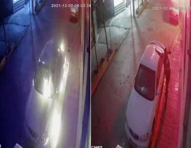 شاهد.. شخص يسكب البنزين على سيارة متوقفة أمام منزل صاحبها ويحرقها