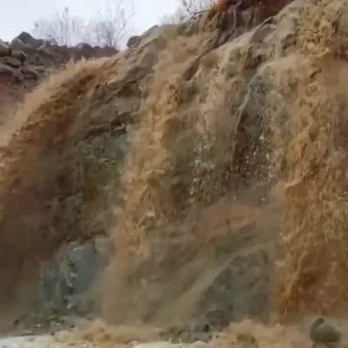 بالفيديو.. منظر خلاب لتساقط شلالات مياه الأمطار بالشرائع بمكة