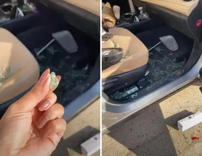 شاهد ما فعلته فتاة سعودية بعد ان انصدمت بما حدث لسيارتها وهي متوقفه امام بيتها
