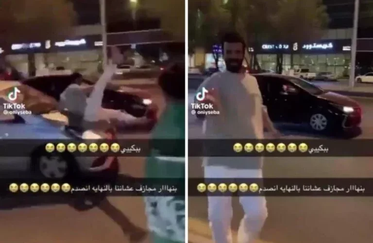 فيديو مؤلم لسيارة مسرعة تصدم شاب وهو يوزع الحلوى اثناء الاحتفالات باليوم الوطني السعودي