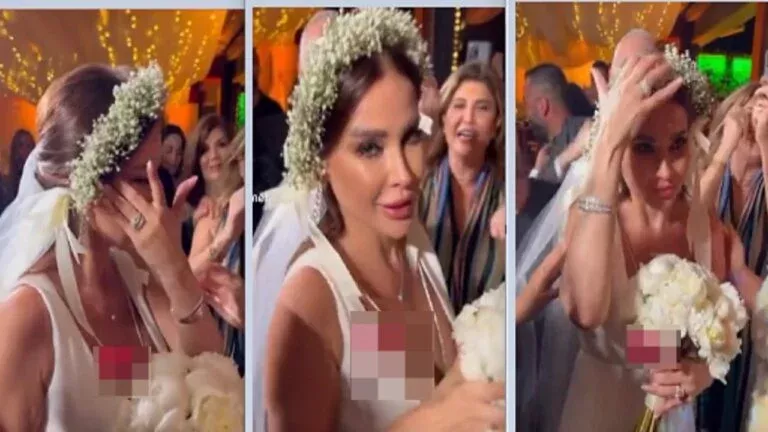 بالفيديو: مذيعة لبنانية شهيرة تدخل حفل زفافها بدون عريس وتكشف عن سبب مقاطعتها للرجال