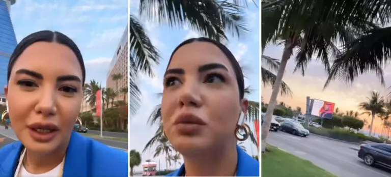شاهد ما فعله الحر والرطوبة بمذيعة تركية في جدة؟