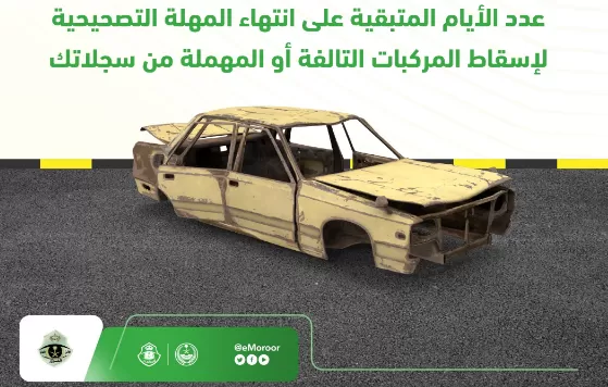 إعلان عاجل من المرور حول إسقاط المركبات التالفة