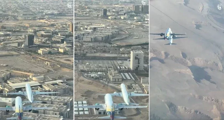 الفيديو الكامل لطائرتين مدنية في سماء الرياض تحلقان بدون مسافة أمنة بينهما فوق جبال طويق في الرياض