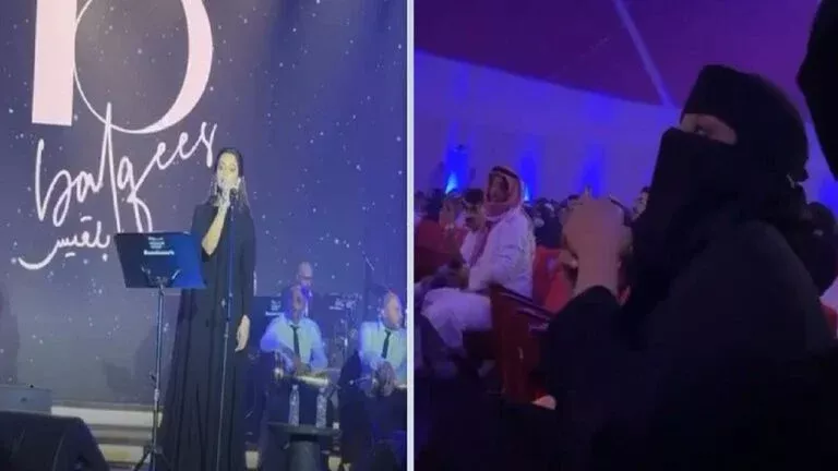 بالفيديو: سعودية منقبة تفاجئ الفنانة بلقيس بهذا التصرف الجريء اثناء حفلها في جازان