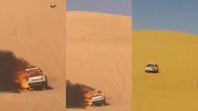 بالفيديو .. رد صادم لمواطن سعودي لحظة انفجار مركبتة أثناء التطعيس