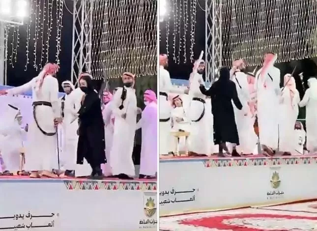 بالفيديو : حسناء سعودية تكسر العادات وتقتحم مسرحًا وترقص مع الرجال .. ولمفاجأة فيما حدث معها