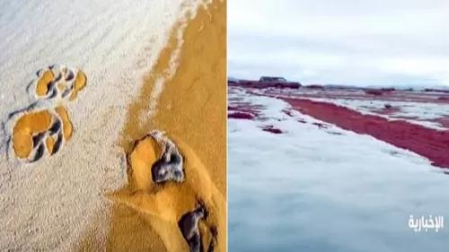 فيديو من السعودية لتجمد المياه من شدة البرد في هذه المناطق