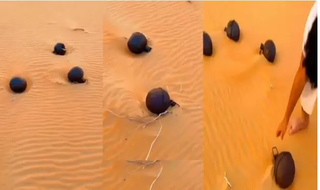 شاهد ..العثور على كرات حديدية غريبة في صحراء السعودية ما الأمر؟