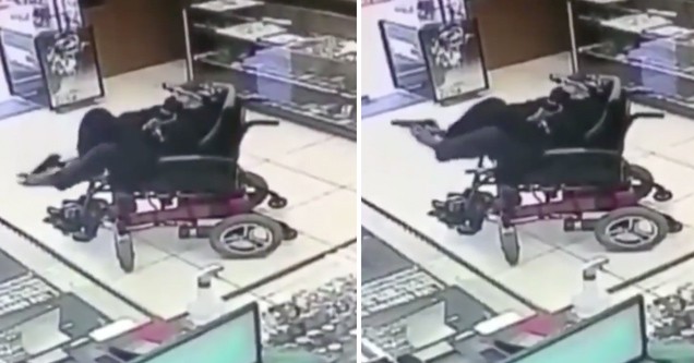 بالفيديو: مقعد بكرسي متحرك يسطو على محل ساعات في أغرب حادثة سرقة بالعالم