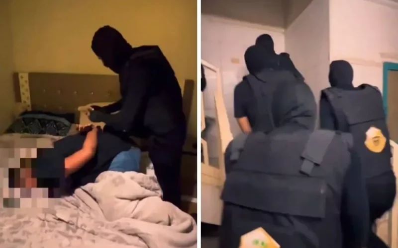 شاهد: الأمن السعودي يداهم مقر عصابة نهب عملاء البنوك وفيديو صادم يكشف ما كانوا يقومو به من اعمال قذرة داخل مقر اقامتهم
