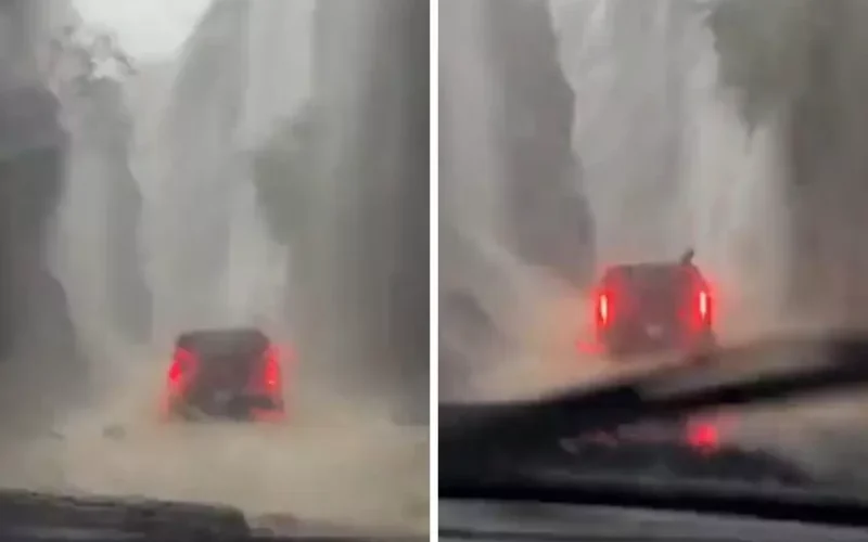بالفيديو: سائح غربي ينشر صور مذهلة لشلالات المياه في جازان