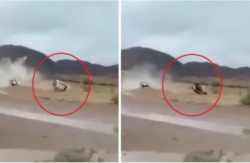 فيديو من السعودية لانقلاب سيارة فاخرة بسبب خطأ غبي من السائق