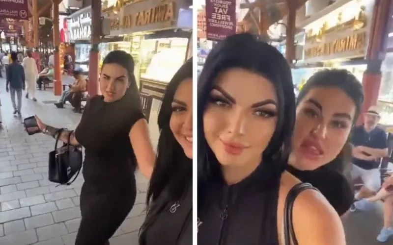 حركات قذرة والفاظ بذيئة في فيديو صادم لفتاتين في سوق المباركية في الكويت