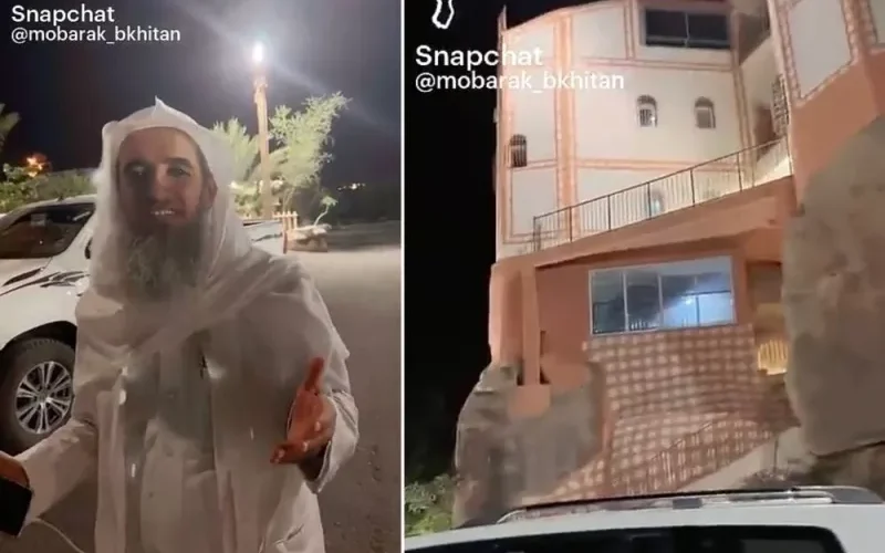 شاهد. سعودي يبني بيته على صخرة في قمة جبل وسط الخضار في جبال خميس مشيط