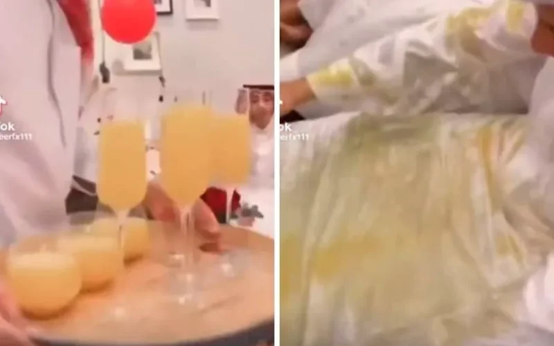 شاهد ما فعله شاب سعودي بشاب سكب كوب عصير على ثوبه بالخطأ في استراحة عامة