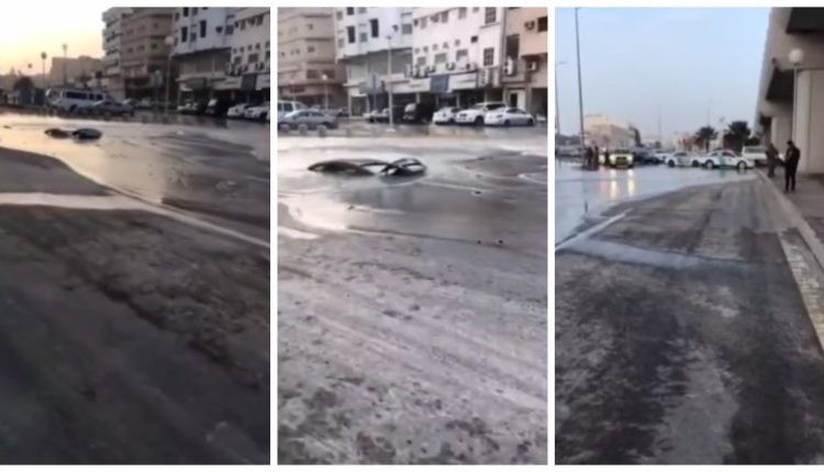 بالفيديو: الأرض تبتلع سيارة في السعودية اثناء سيرها على الإسفلت