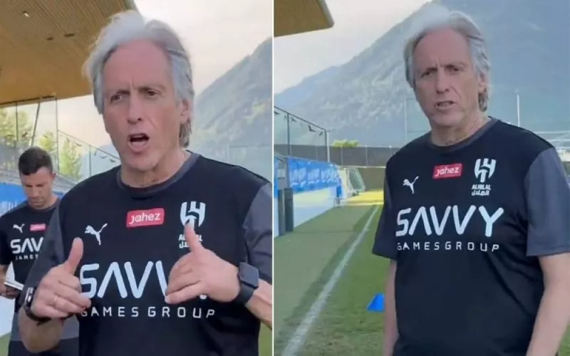 شاهد: جيسوس يتكلم سعودي اثناء تدريبات الهلال في النمسا وهذه اظرف كلمة قالها للاعبين