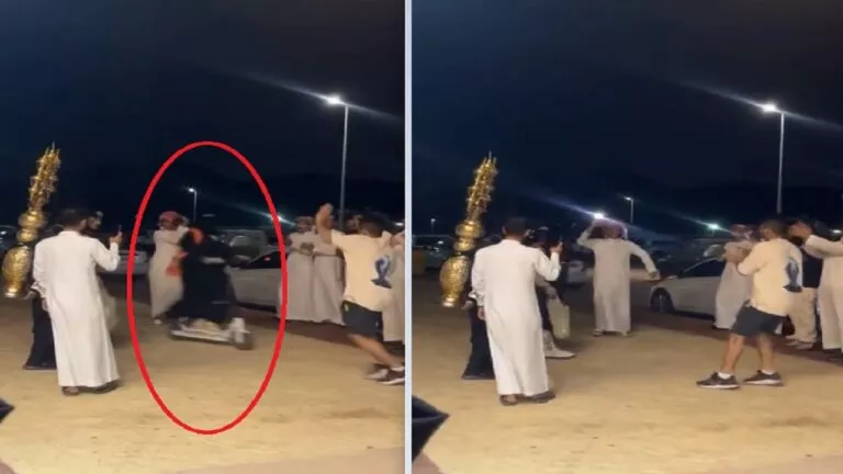 شاهد بالفيديو فتاة تقود سكوتر وتقتحم تجمع شبان بشكل مفاجئ.. وهذا ما حدث لحظة مرورها بينهم