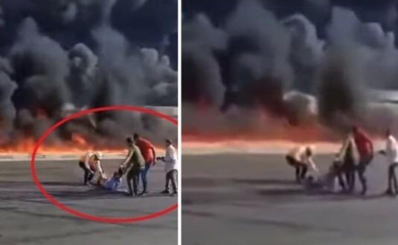 شاهد: لحظة إنقاذ مصري قبل أن تلتهمه النيران ونجاته من موت محقق