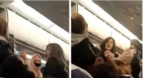 معركة حامية وصفعات ونزع حجاب وملابس في معركة حامية على اهم شركة طيران عربية