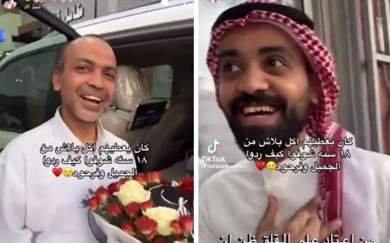 كان يطعمهم مجاناً ايام فقرهم.. شاهد شباب سعوديون يردون الجميل لعامل مطعم وافد من هذه الجنسية بطريقة اشعلت العالم