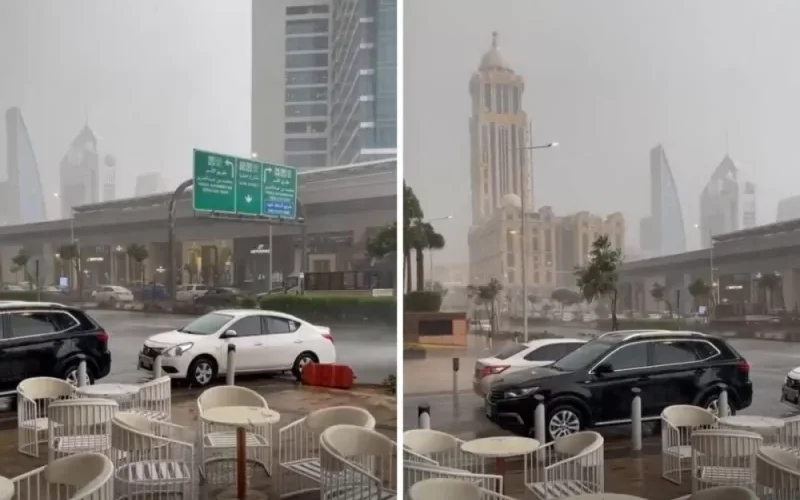 شاهد.  الثلوج تغطي حي العليا وسط الرياض