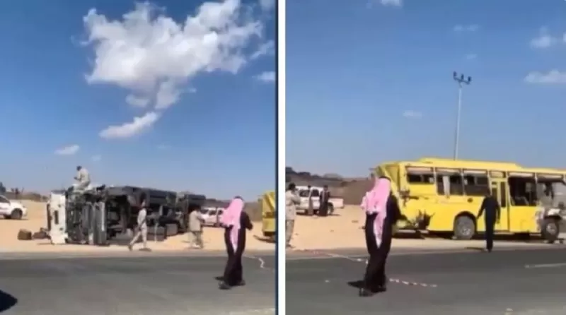 تفاصيل ..الحادث الذي بسببه توفت طالبتين وإصابة 20بخميس مشيط