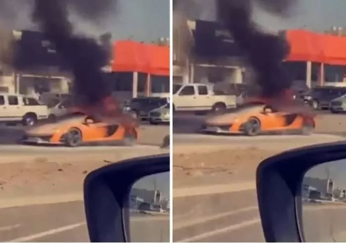 بالفيديو: احتراق سيارة مكلارين في الرياض سعرها يقارب المليون الريال