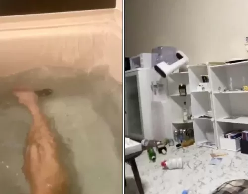 أحدهم كان يستحم في البانيو لحظة وقوعه.. شاهد اللحظات الأولى لزلزال اليابان المدمر وتحرك المنازل