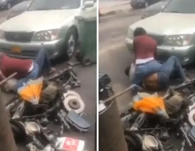 فيديو مرعب لمشاجرة بين عُمال في مركز صيانة للسيارات في دولة خليجية والدماء تتطاير في كل مكان