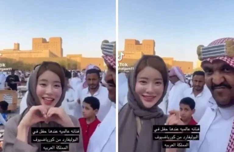 شاهد الفنانة الكورية سودا ترتدي الحجاب وتظهر مع شلقم في سوق الزل بالرياض