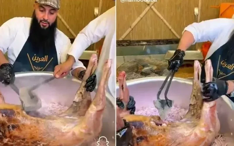 شاهد بالفيديو شيف سعودي يطبخ ذبيحة ويضع صخور داخلها لهذا السبب الغريب!